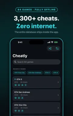 Cheatly home screen listing games with cheat codes