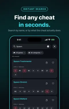 Cheatly search across the whole cheat library