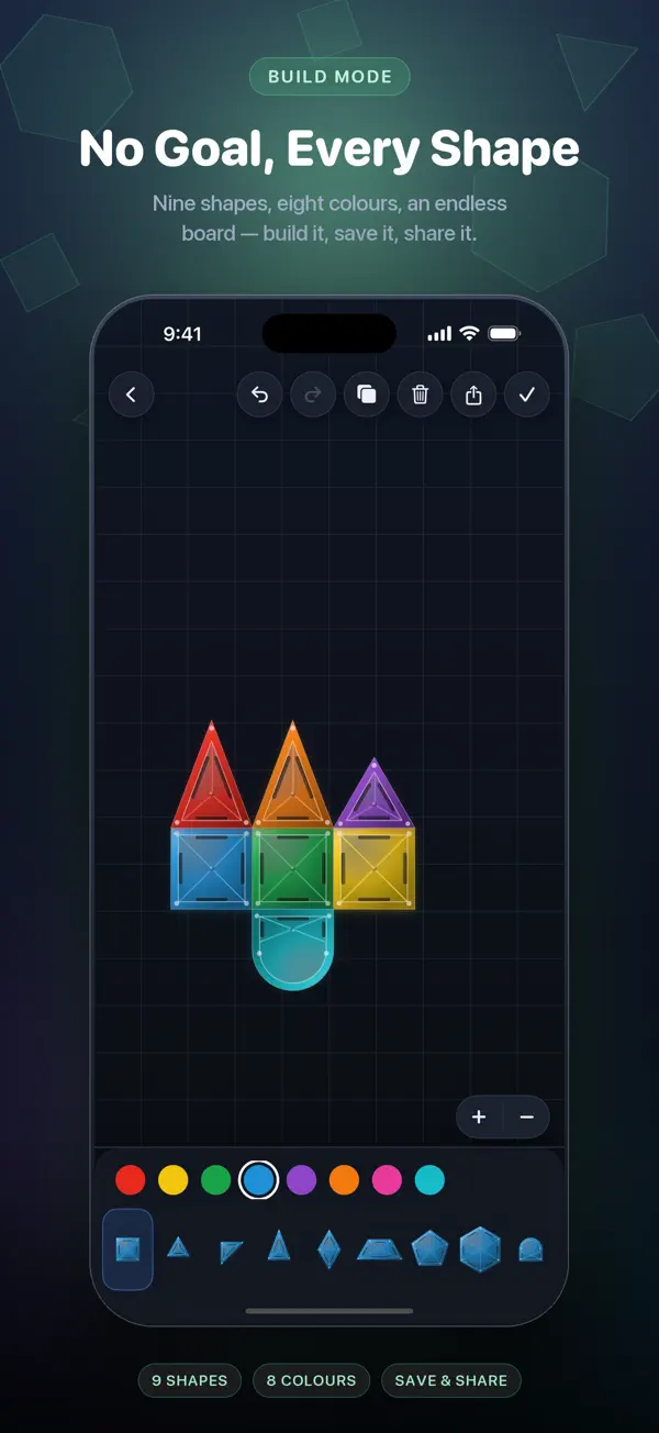 Magnetic Blocks Build Mode: free creative board with shapes and colours