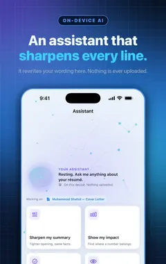 Resume Builder AI writing assistant improving a resume section