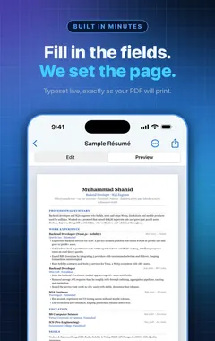 Resume Builder live preview that matches the exported PDF