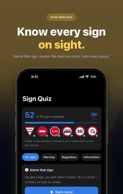 RoadTick UK road signs library with plain-English explanations