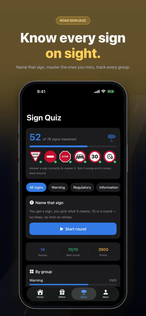 RoadTick UK road signs library with plain-English explanations