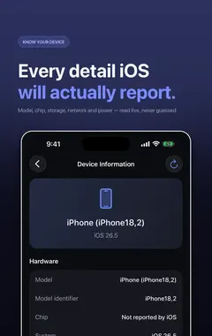 Secret Codes device information screen