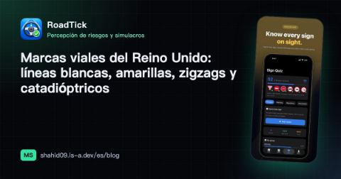 Marcas viales del Reino Unido: líneas blancas, amarillas, zigzags y catadióptricos